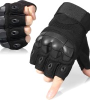 Tactical Half Finger Hand Gloves Black- Military